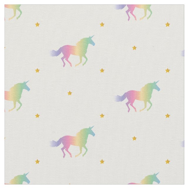 Tecido Rainbow Unicorns e Dourado padrão de estrelas (Detalhe)