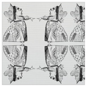 Tecido Rainha do espelho dos corações em preto e branco