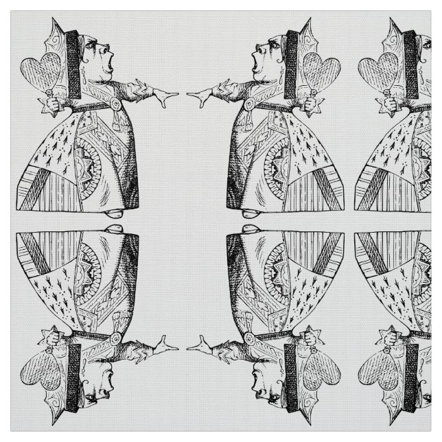 Tecido Rainha do espelho dos corações em preto e branco (Modelo)