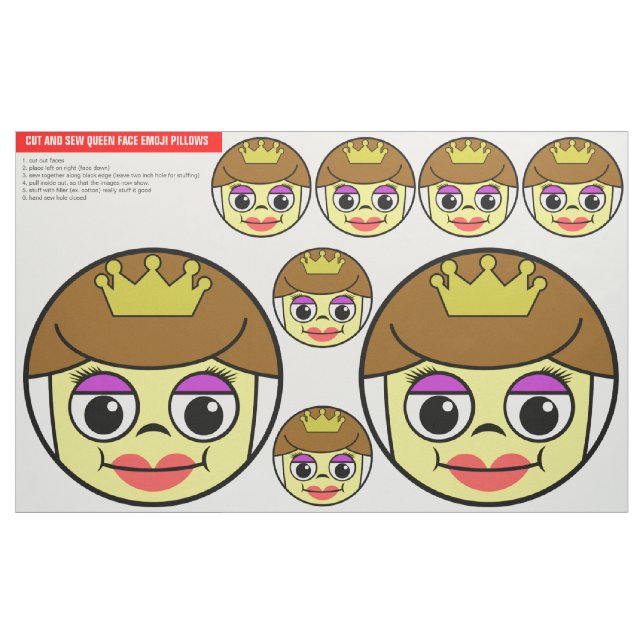 Tecido Rainha Face Emoji Corta E Ovelhas Travesseiros (Jarda)