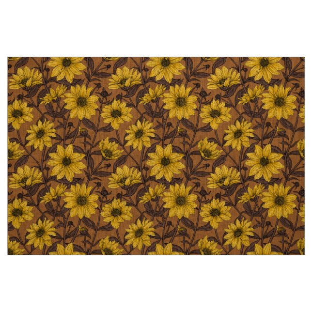 Tecido Raízes solares, girassol selvagem, amarelo e casta (Fat Quarter)
