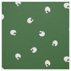 Tecido Raleatório Cute Kawaii Skull Dots Verde