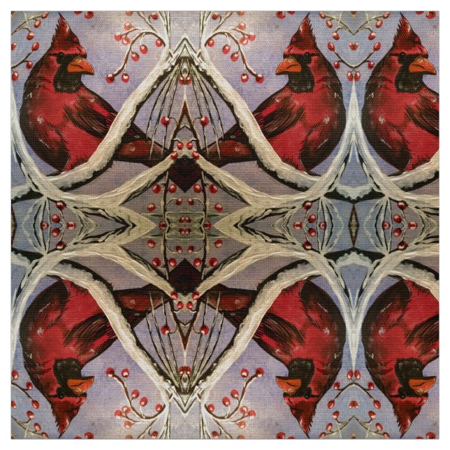 Tecido Ramificações Cardinais Vermelhas (Modelo)