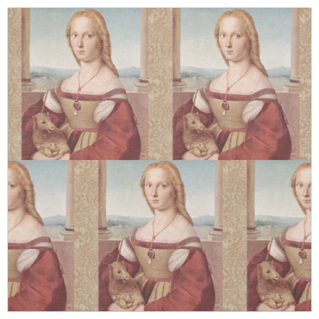 Tecido Raphael Dama e o Unicórnio Arte Fina Clássica (Modelo)