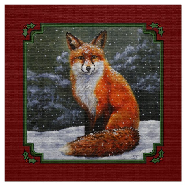 Tecido Raposa Vermelha Cura na Neve de inverno (Modelo)