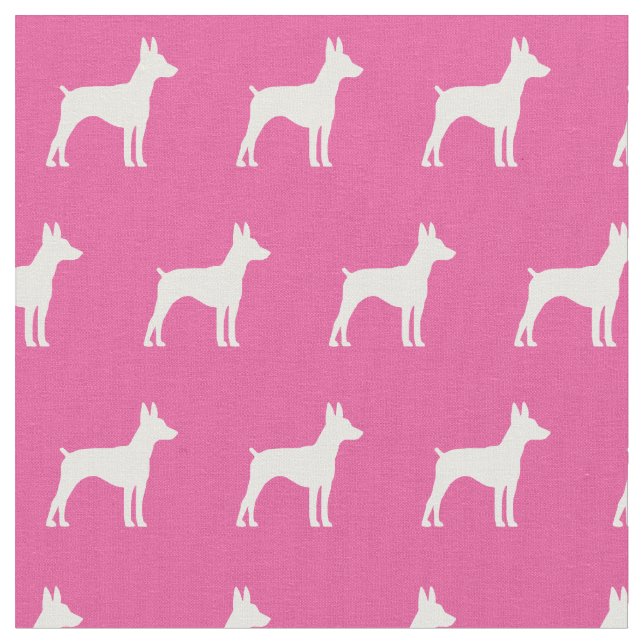 Tecido Rat Terrier Dog Silhouket Rosa (Detalhe)