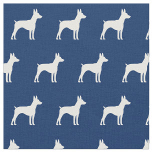 Tecido Rat Terrier Dog Silhoule Marinho Pet Azul