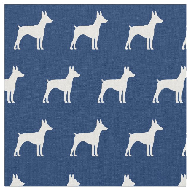 Tecido Rat Terrier Dog Silhoule Marinho Pet Azul (Detalhe)