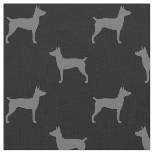 Tecido Rat Terrier Silhouettes Cinza e preto