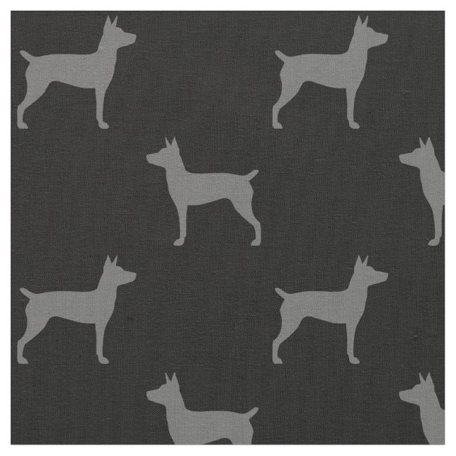Tecido Rat Terrier Silhouettes Cinza e preto (Detalhe)