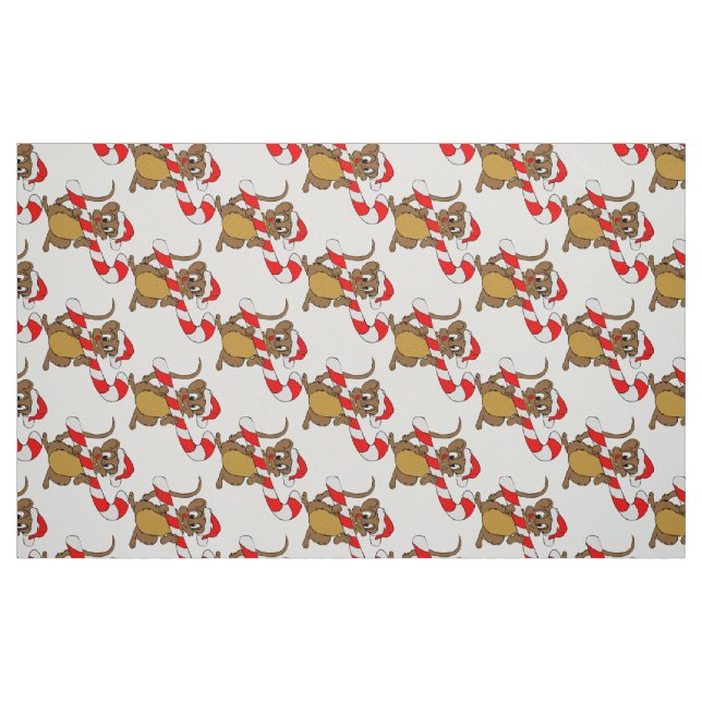 Tecido Rato com canas de Natal (Fat Quarter)