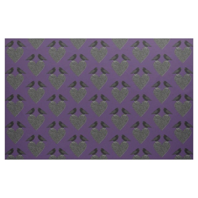 Tecido Ravens Góticos e Coração Negra (Fat Quarter)