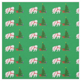 Tecido Reboque o Samoyed que puxa a árvore de Natal