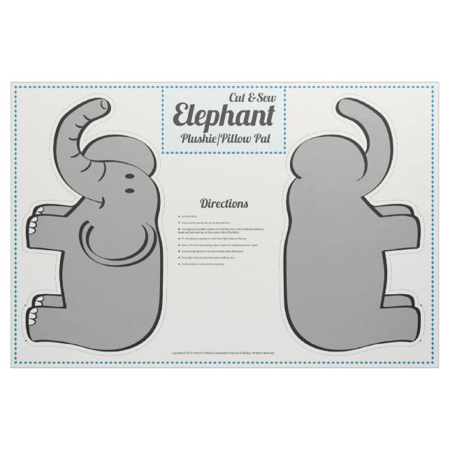 Tecido Recortar e mastigar elefante - Travesseiro Pal (Fat Quarter)