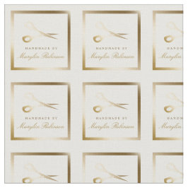 Tecido Recortar e mastigar | Tesouras brancas e Douradas 