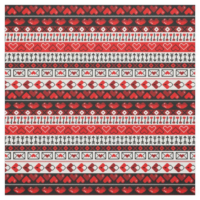 Tecido Red 8 Bit Love Hearts (Modelo)