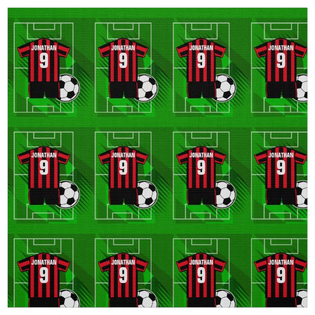 Tecido Red and Black Stripes personalizadas do futebol Je (Modelo)