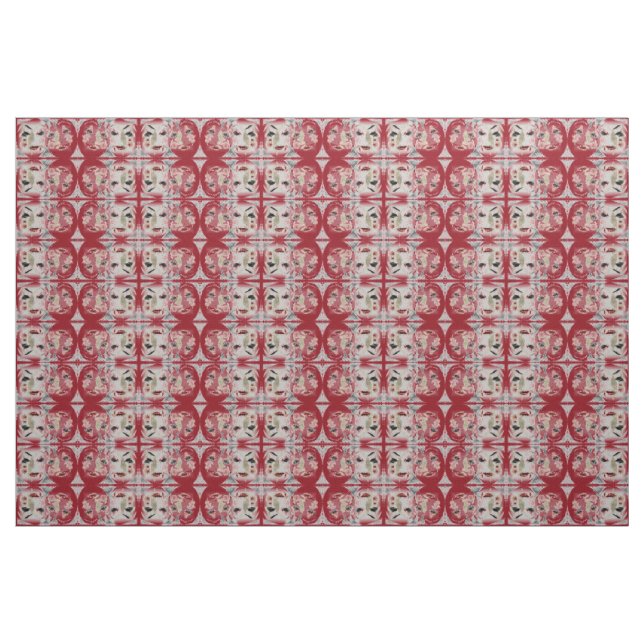 Tecido Red and Cream Faces Design III (Jarda)