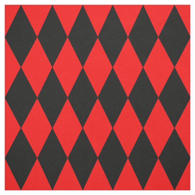 Tecido Red Black Harlequin Diamonds Checkers Design  (Modelo)