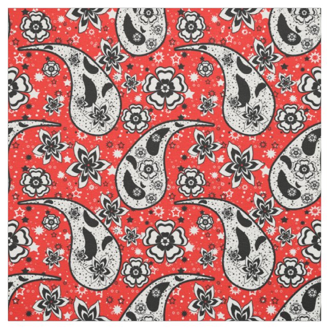 Tecido Red Floral Paisley Pattern Design (Modelo)