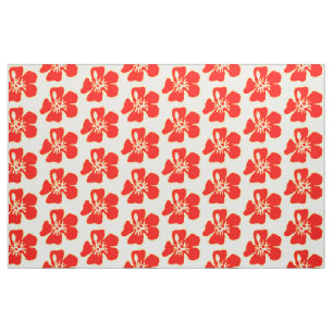 Tecido Red Hibiscus Flowers Tropical Hawaiian Luau Party