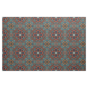 Tecido Red Orange Blue Aqua Turquoise Hip Orient Art