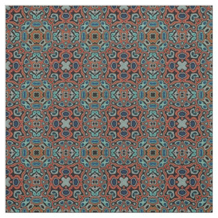 Tecido Red Orange Blue Aqua Turquoise Hip Orient Art