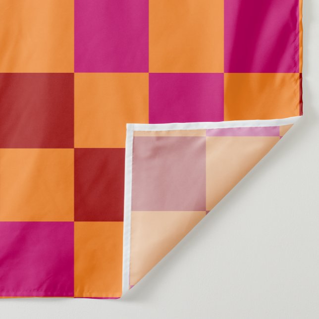 Tecido Red Orange Pink Checkered Pattern Design  (Criador carregado)