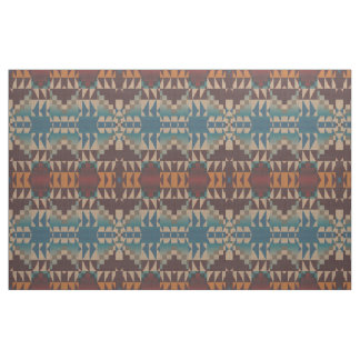 Tecido Red Taupe Brown Teal Blue Orange Ethnic