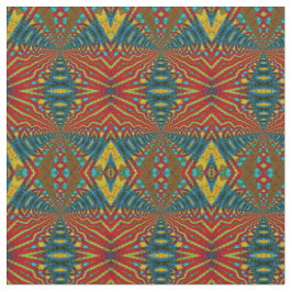 Tecido Red Teal Yellow Moderno Étnica Têxtil Impressão
