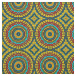 Tecido Red Teal Yellow Moderno Étnica Têxtil Impressão