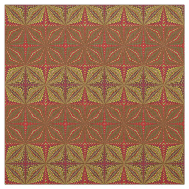 Tecido Red Teal Yellow Moderno Étnica Têxtil Impressão (Modelo)