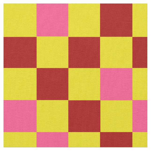 Tecido Red Yellow Pink Checkered Pattern Design  (Detalhe)