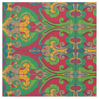 Tecido Redemoinhos Ousados (Verde e Vermelho)