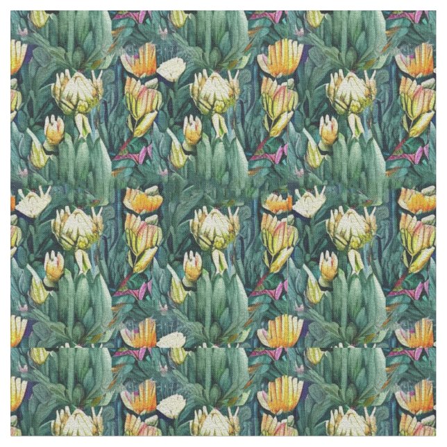 Tecido Rei Protea flor aquosa velha botânica (Detalhe)