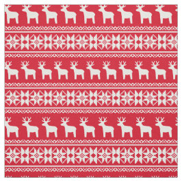 Tecido Reindeer de Natal Floco de Neve Padrão Vintage Ver