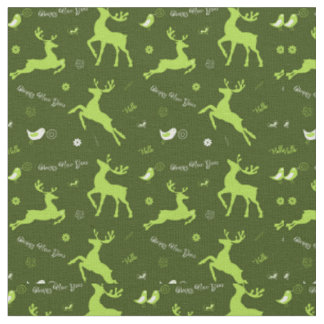 Tecido Reindeer Verde de Natal