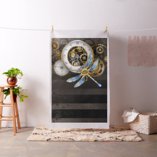Tecido Relógio Steampunk com Dragonfly Mecânica