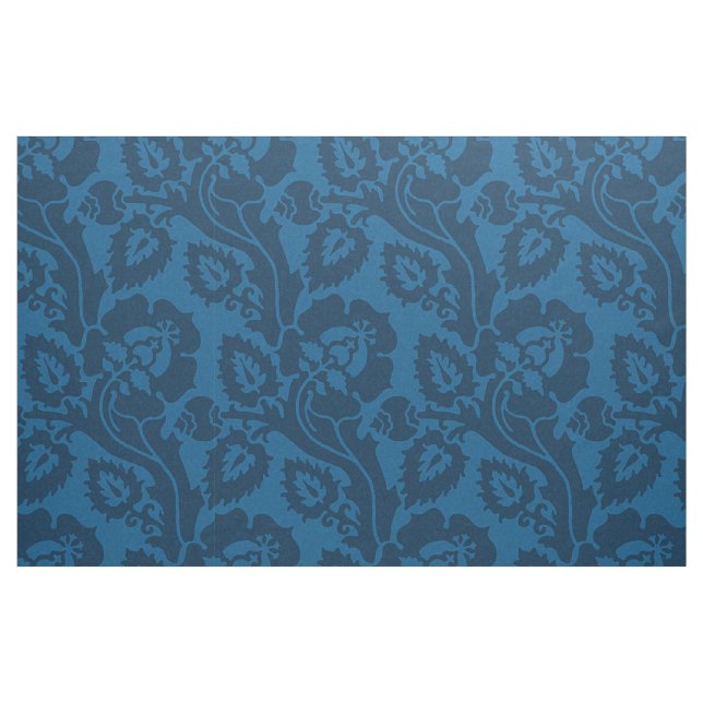 Tecido Renascimento Oblíquo Floral, Azul Prussiano (Fat Quarter)