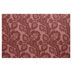Tecido Renascimento Oblíquo Floral, Vermelho Escuro