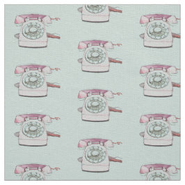 Tecido Repetição de Padrão de Telefone Vintage - Seafoam