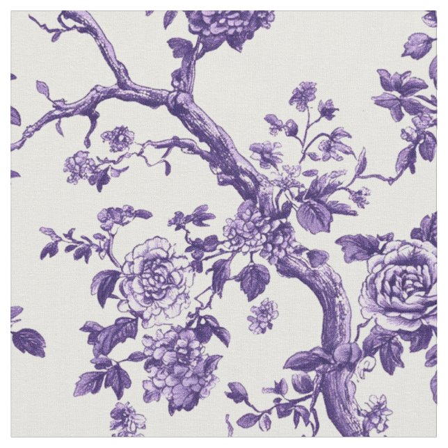 Tecido Repetição de Ramo Floral Roxo (Detalhe)