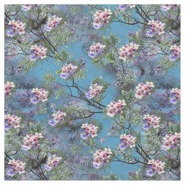 Tecido Repita os Blooms de Jacaranda em Roxo, Rosa, Rosa (Detalhe)