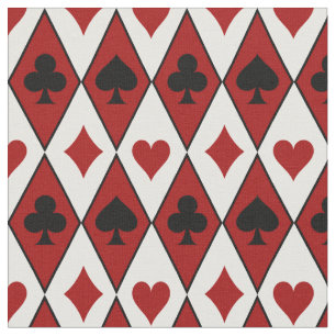 Tecido Reproduzindo conjuntos de cartas em vermelho e bra