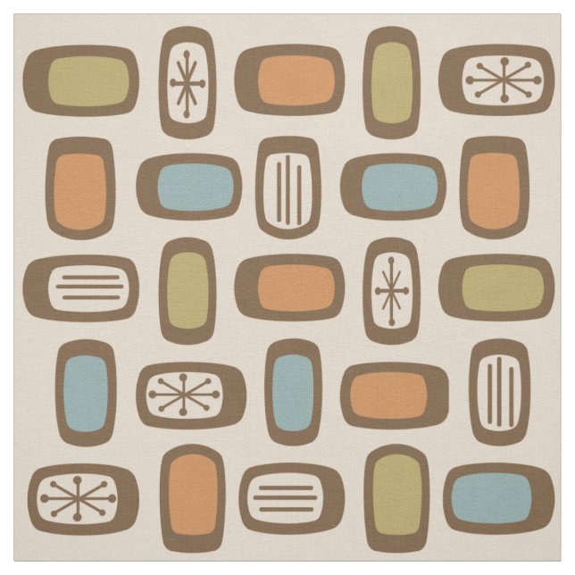 Tecido Retângulos Arredondados MCM de Meio Século Multico (Modelo)