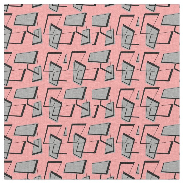 Tecido Retângulos modernos do século de Médio no PInk (Detalhe)