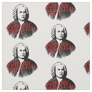 Tecido Retrato de Johann Sebastian Bach e letras