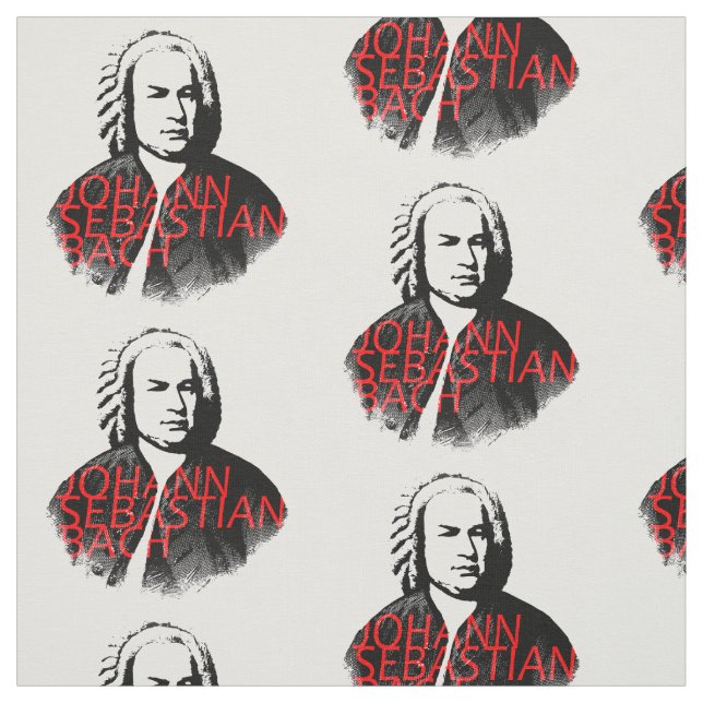 Tecido Retrato de Johann Sebastian Bach e letras (Modelo)