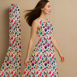 Tecido Retro 90s Memphis Geometric Neon Bold Fabric Print