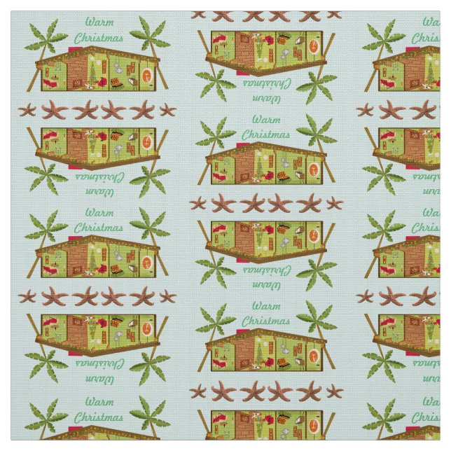 Tecido Retro Beach House Banana Trees Quente Natal (Modelo)